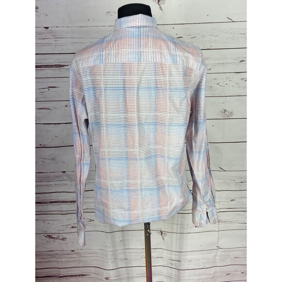 Calvin Klein Mens Infinite Cool Non-Iron Plaid Button-Up Shirt M 100% Cotton Red - Picture 2 of 6